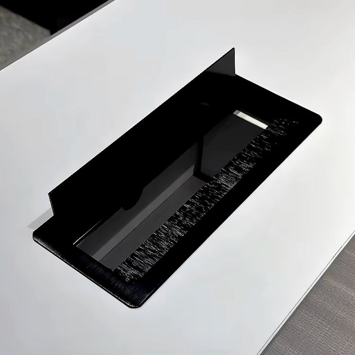 Arcadia 便捷专业灰白色行政 L 形办公桌，带抽屉和存储空间，适合家庭和商业使用，配有回程桌、电缆管理、密码锁和宽敞的设计