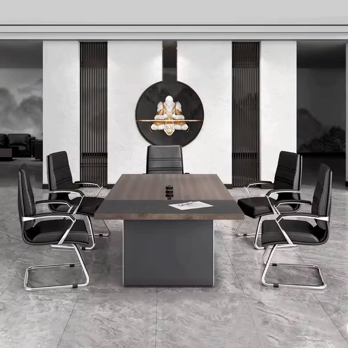 Arcadia 高端（8 至 16 英尺，可容纳 10 至 20 人）深棕色和黑色会议室会议桌
