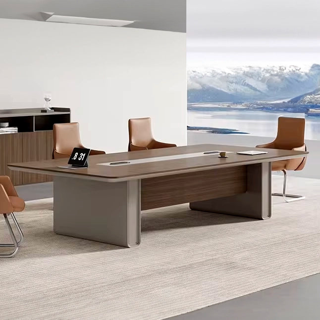 Arcadia Modern (8 a 16 pies, asientos de 10 a 20 personas) Mesa de conferencias marrón y gris para salas de reuniones