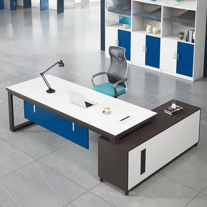 Elyse 63-95" White L-shaped Executive Desk | AF XY-010#