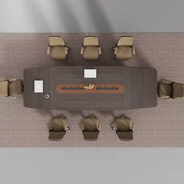 Mesa de conferencias Arcadia de alta gama (de 12 a 16 pies, con capacidad para 14 a 20 personas) Royal Oak Brown y Tan para salas de reuniones