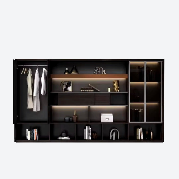Arcadia Luxury and Royal Brown and Black Home Office Residential and Commercial Shelving Wall Unit Library Wall Set
