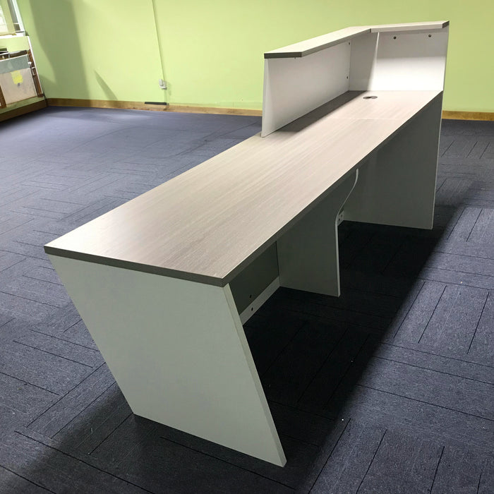 Freesia 71-95" White Rectangular Receptionist Desk with Gloss Finishing | AF JY-MSE01