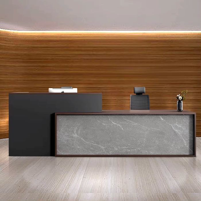 Vicente 79-110" Gray Rectangular Receptionist Desk with Gloss Finishing | AF JY-SYE01