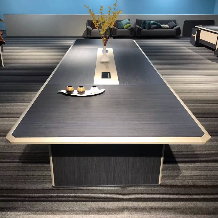 Arcadia 高端（12 至 16 英尺，可容纳 14 至 20 人）深蓝色和棕褐色会议室会议桌