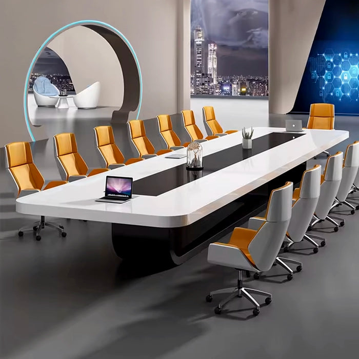 Arcadia Modern (9 a 12 pies, asientos de 10 a 16 personas) Mesa de conferencias blanca para salas de reuniones