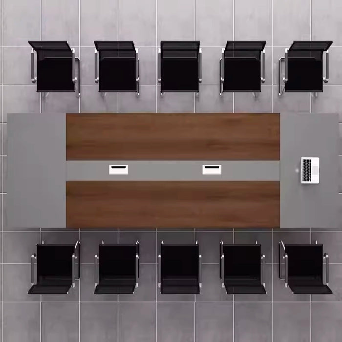 Arcadia High-end (9 to 16 feet, seats 10 to 20 people) Brown and Gray Conference Table for Meeting Rooms