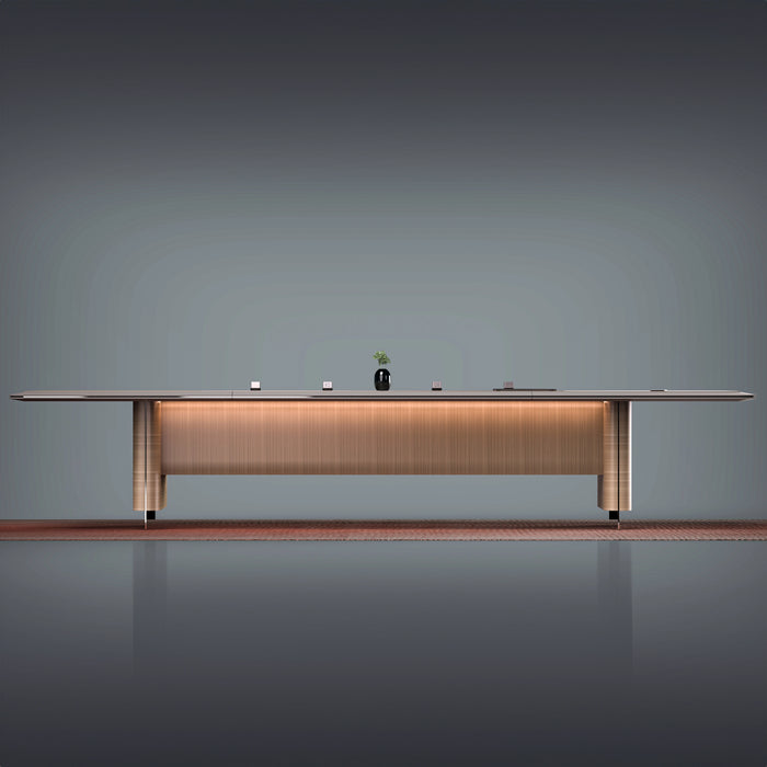 Arcadia 高端优质 13 英尺金橡木会议桌，适用于会议室和董事会议室，带充电功能