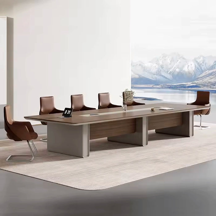 Arcadia Modern (8 a 16 pies, asientos de 10 a 20 personas) Mesa de conferencias marrón y gris para salas de reuniones
