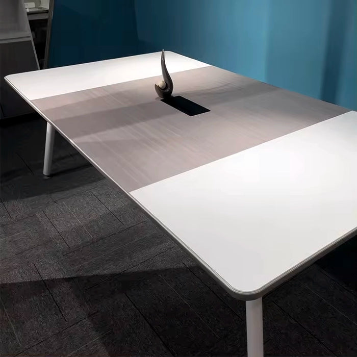 Arcadia High-end (8 to 9 feet, seats 10 to 14 people) White and Gray Conference Table for Meeting Rooms