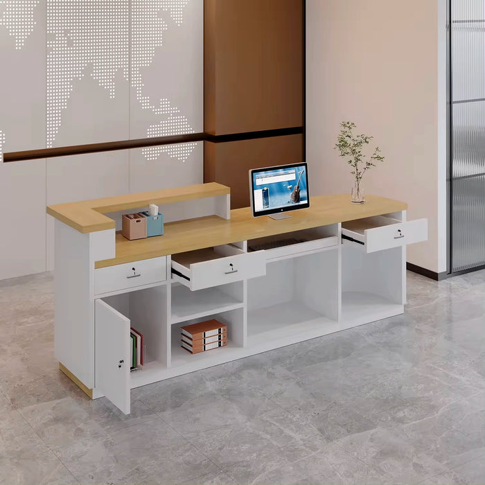 Beatriz 71" White Rounded Receptionist Desk with Gloss Finishing | AF JY-RT-05