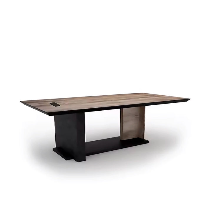 Arcadia Mid-sized High-end Black/Brown Executive Office Desk/ Conference Table with Cord Management