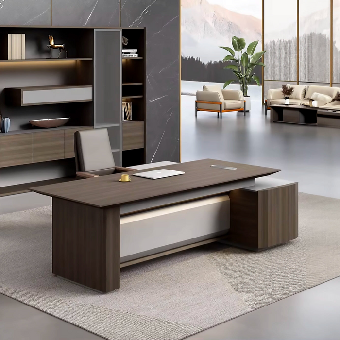 Corp 78-87" Brown L-shaped Executive Desk | AF Legend Poseidon JY-SDA03