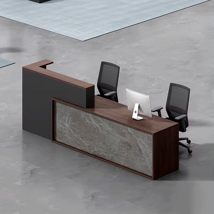 Vicente 79-110" Gray Rectangular Receptionist Desk with Gloss Finishing | AF JY-SYE01