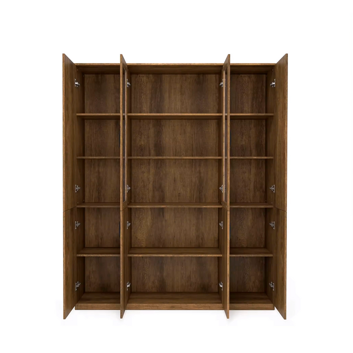 Arcadia Sleek Natural Brown Oak Home and Professional Bookshelf Library Wall Shelving Closed Storage Unit