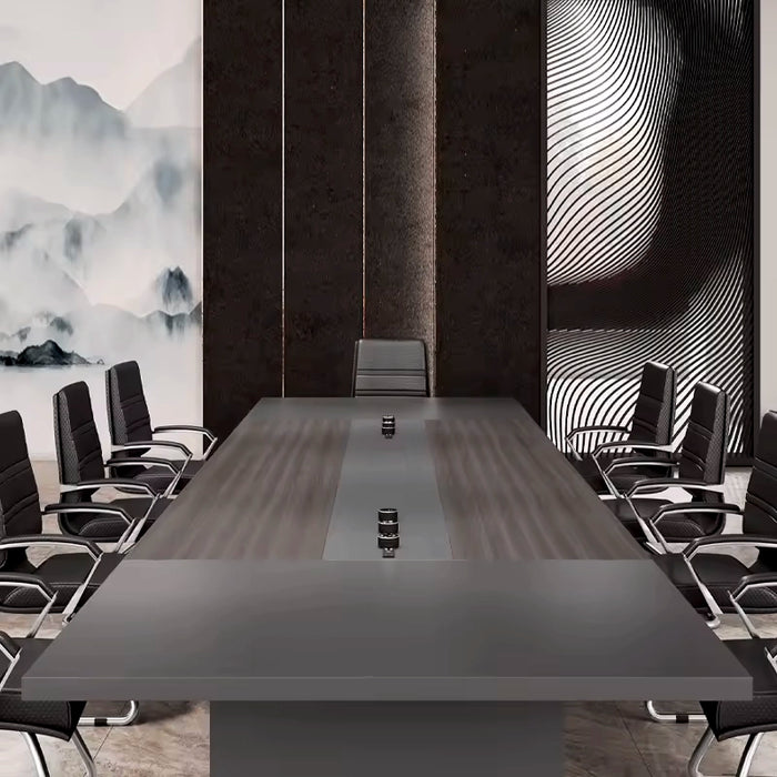 Mesa de conferencias Arcadia de gama alta (de 8 a 16 pies, con capacidad para 10 a 20 personas) en color marrón oscuro y negro para salas de reuniones