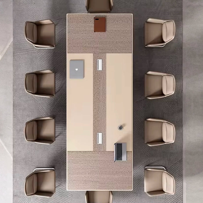 Arcadia Modern（7 至 18 英尺，可容纳 8 至 22 人）棕褐色会议室会议桌