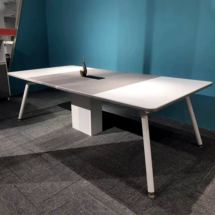 Arcadia 高端（8 至 9 英尺，可容纳 10 至 14 人）白色和灰色会议室会议桌