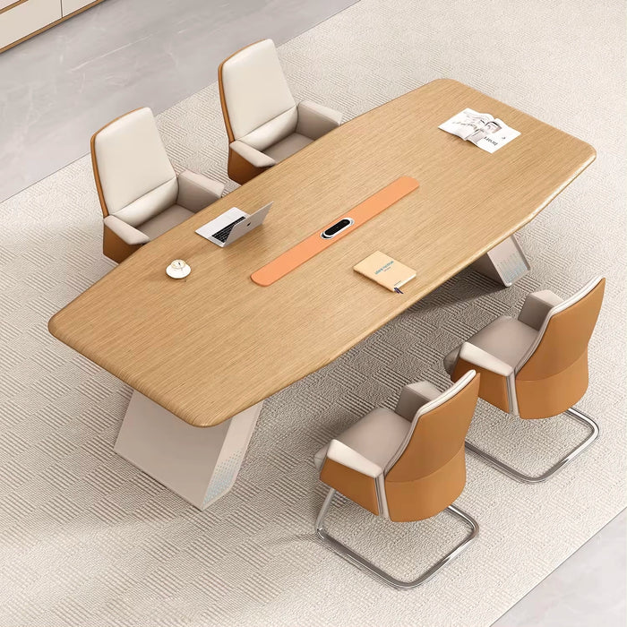 Arcadia High-end (11 to 16 feet, seats 12 to 20 people) Oak Brown and Tan Conference Table for Meeting Rooms