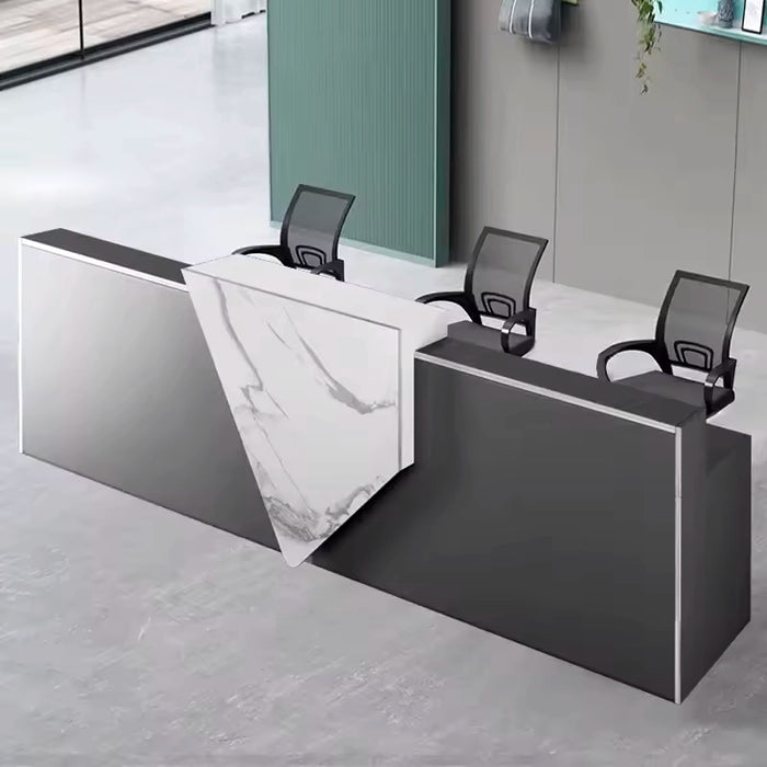 Arcadia Mid-sized High-end Slate Gray and Marble White Front Reception Desk with Storage for Lobbies and Waiting Rooms