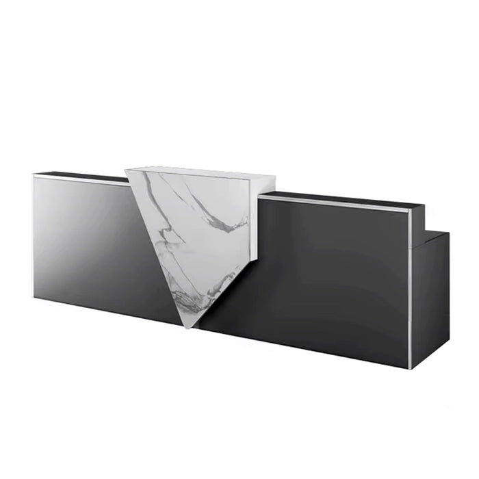 Arcadia Mid-sized High-end Slate Gray and Marble White Front Reception Desk with Storage for Lobbies and Waiting Rooms