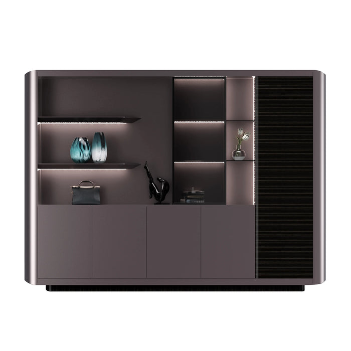 Arcadia High-end High quality Metallic Gray Office Residential and Commercial Shelving Wall Unit Library Wall Set | 4 Levels, 6 Shelves, 14 Compartments. 4 Drawers