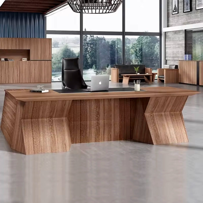 Arcadia 大型高档天然浅棕色橡木专业和家庭 L 形行政办公桌，带橱柜、抽屉和回转台