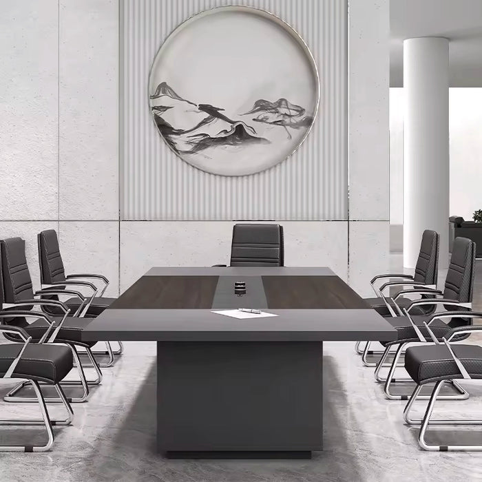 Mesa de conferencias Arcadia de gama alta (de 8 a 16 pies, con capacidad para 10 a 20 personas) en color marrón oscuro y negro para salas de reuniones