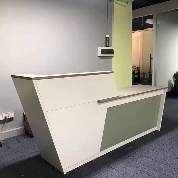 Freesia 71-95" White Rectangular Receptionist Desk with Gloss Finishing | AF JY-MSE01