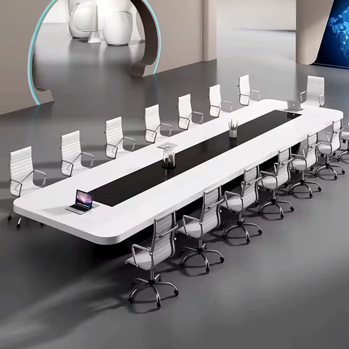 Arcadia Modern (9 a 12 pies, asientos de 10 a 16 personas) Mesa de conferencias blanca para salas de reuniones
