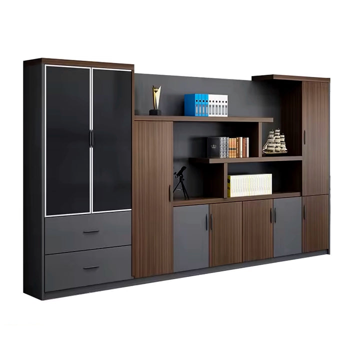 Arcadia Grand Brown and Black Home Office Residential and Commercial Shelving Wall Unit Library Wall Set