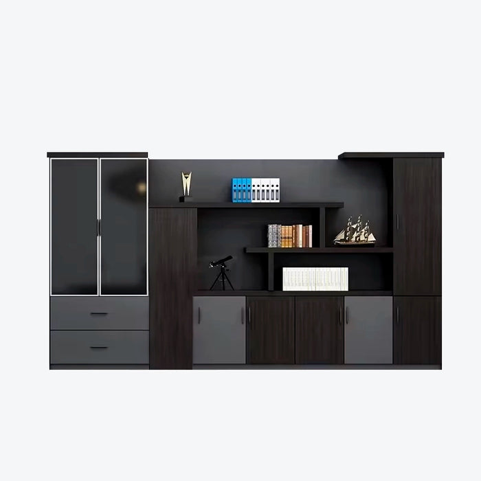 Arcadia Grand Brown and Black Home Office Residential and Commercial Shelving Wall Unit Library Wall Set