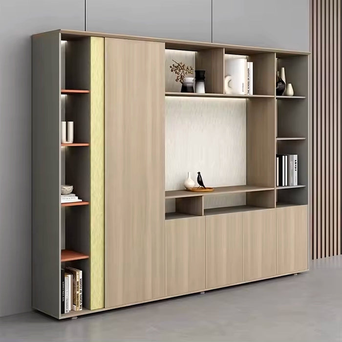 Arcadia Minimalistic Birch Beige Home Office Residential and Commercial Shelving Wall Unit Library Wall Set