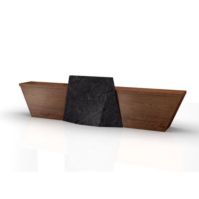 Arcadia Large High-end Dark Gray Natural Brown Oak Front Reception Desk with Storage for Lobbies and Waiting Rooms