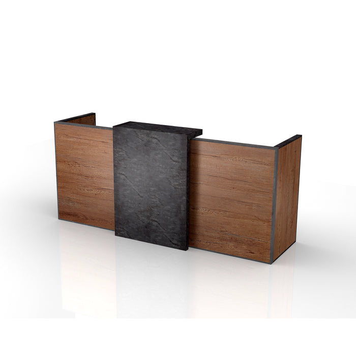 Arcadia Mid-sized High-end Dark Gray with Natural Brown Oak Front Reception Desk for Lobbies and Waiting Rooms