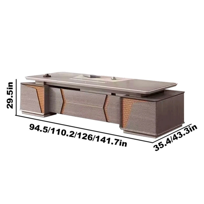 Angelica 95-142" Brown L-shaped Executive Desk | AF Legend Hermes JM-JB39