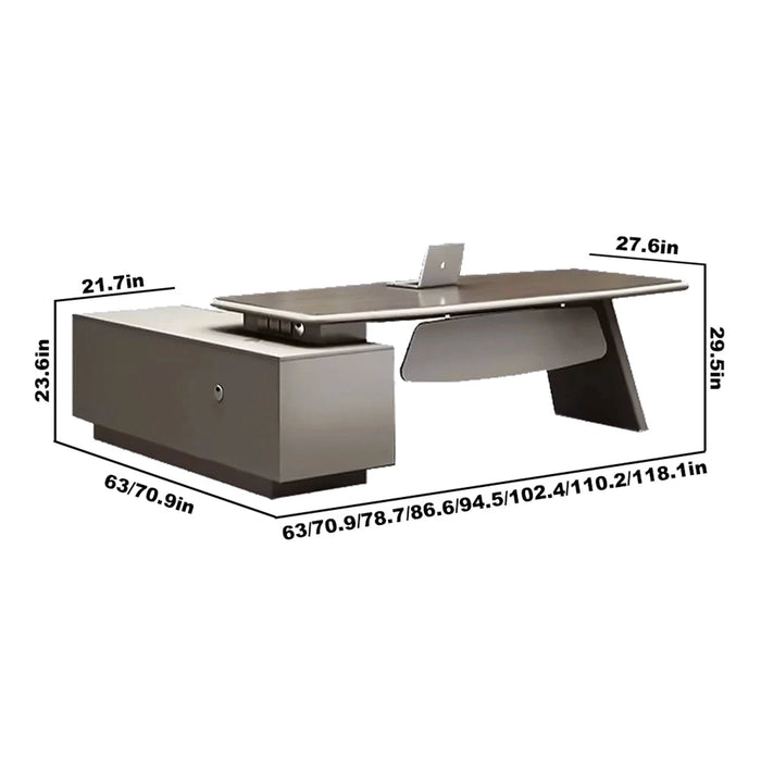 Jennifer 63-118" Beige/Gray L-shaped Executive Desk | AF Chroma Dirty Blonde LY-FLZZ-70D