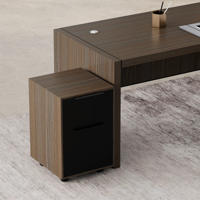 Escritorio ejecutivo rectangular Juliet de 63 a 71" con gabinetes de almacenamiento | AF Essence Carnegie WX-M2509