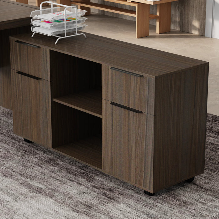 Escritorio ejecutivo rectangular Juliet de 63 a 71" con gabinetes de almacenamiento | AF Essence Carnegie WX-M2509