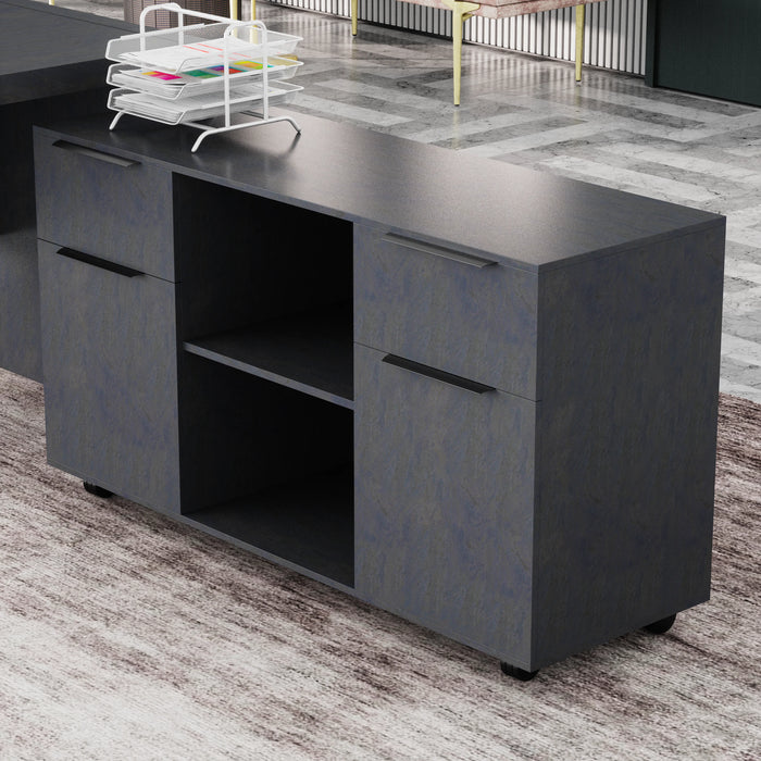 Escritorio ejecutivo rectangular Juliet de 63 a 71" con gabinetes de almacenamiento | AF Essence Carnegie WX-M2509