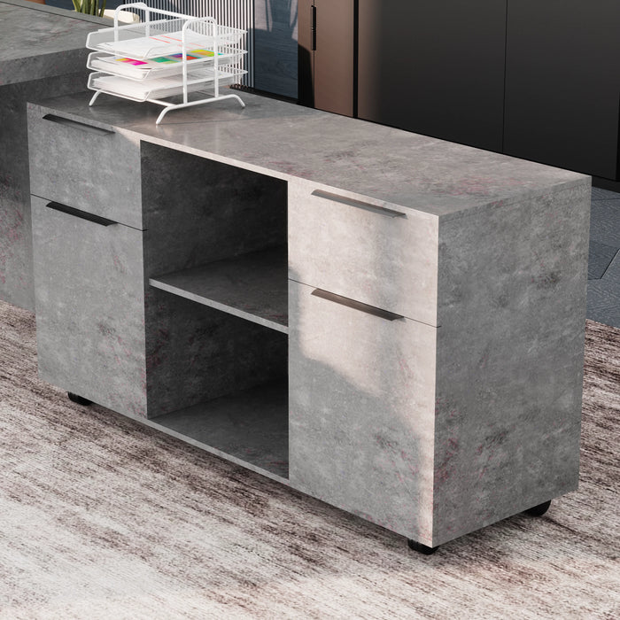 Escritorio ejecutivo rectangular Juliet de 63 a 71" con gabinetes de almacenamiento | AF Essence Carnegie WX-M2509