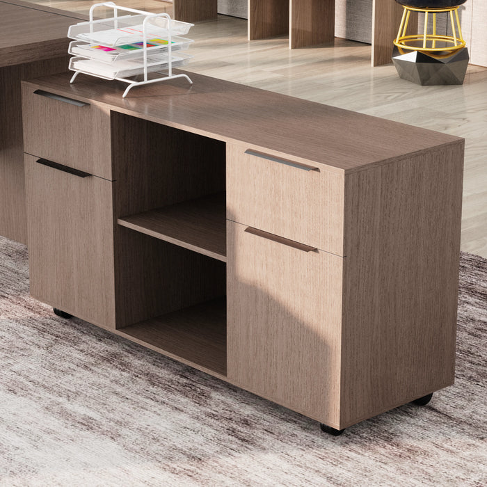 Escritorio ejecutivo rectangular Juliet de 63 a 71" con gabinetes de almacenamiento | AF Essence Carnegie WX-M2509