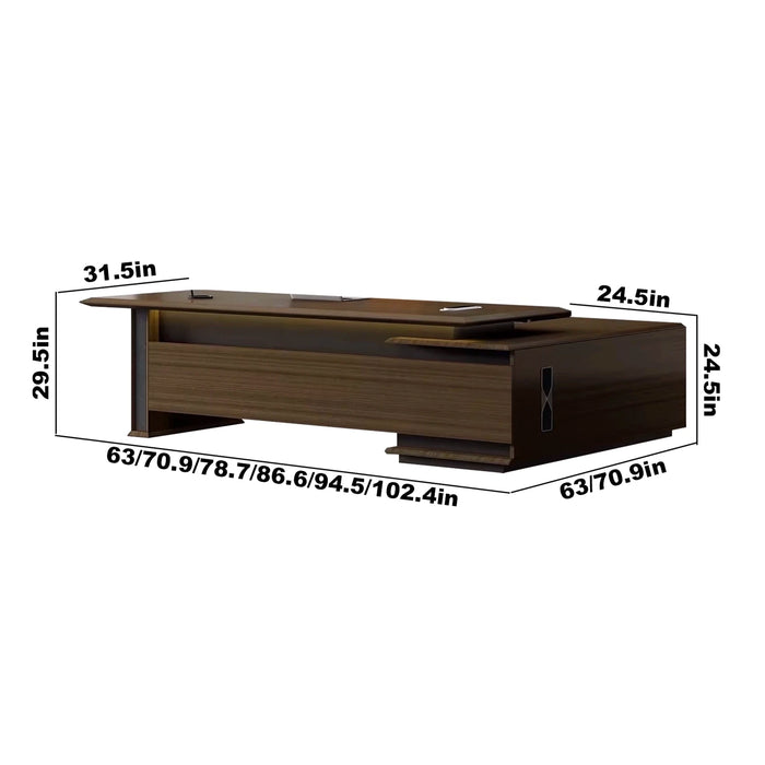 June 63-102" Brown L-shaped Executive Desk | AF Legend Poseidon JY-GLA03-5