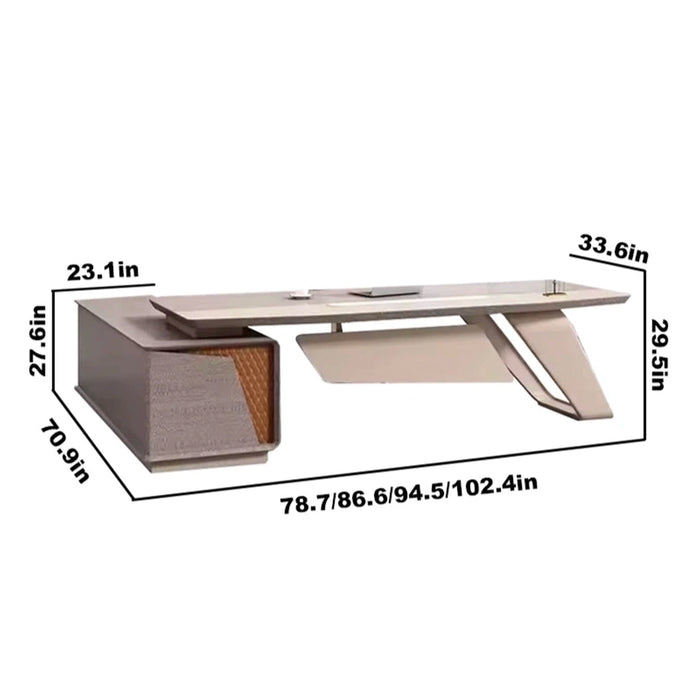 Kevin 78-102" Beige L-shaped Executive Desk | AF Legend Hermes JM-JB37