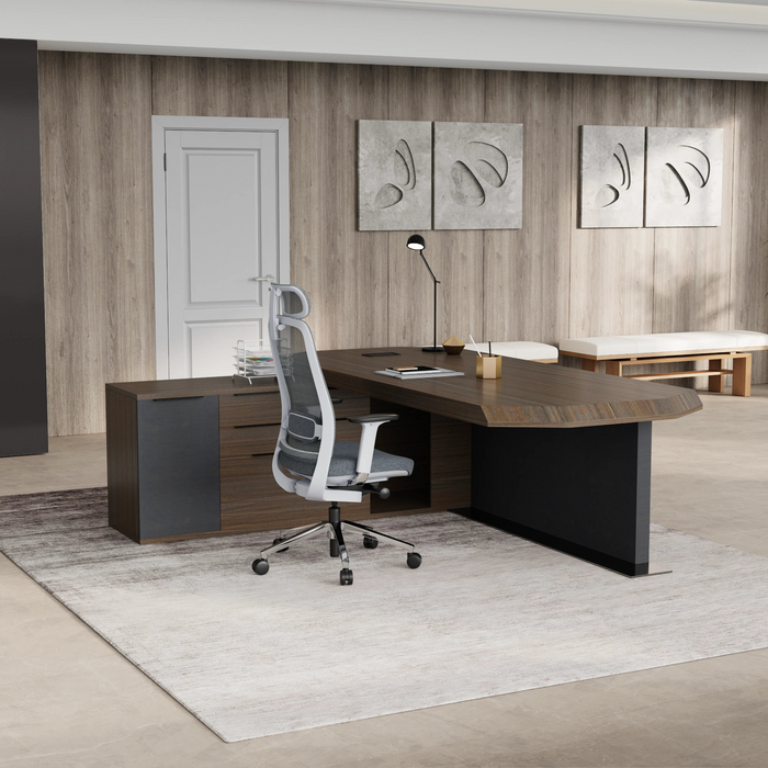 Khloe 95" L-shaped Executive Desk | AF Essence Firewood WX-P3502