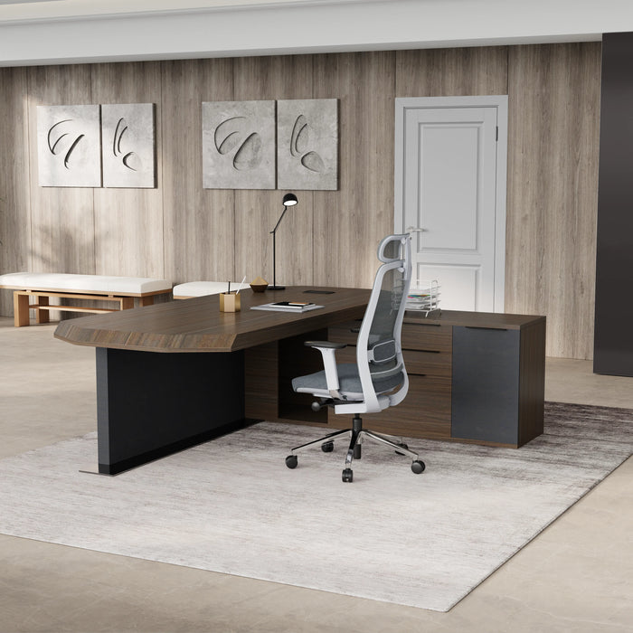 Khloe 95" L-shaped Executive Desk | AF Essence Firewood WX-P3502