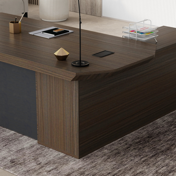 Khloe 95" L-shaped Executive Desk | AF Essence Firewood WX-P3502