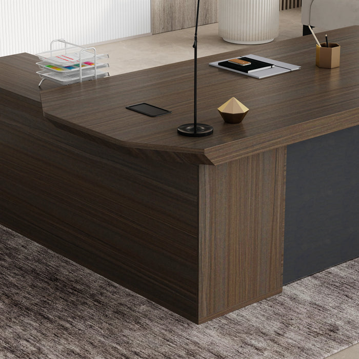 Khloe 95" L-shaped Executive Desk | AF Essence Firewood WX-P3502