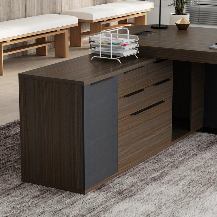 Khloe 95" L-shaped Executive Desk | AF Essence Firewood WX-P3502