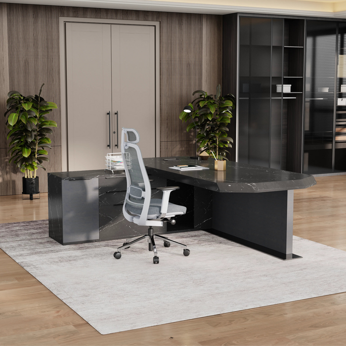 Khloe 95" L-shaped Executive Desk | AF Essence Firewood WX-P3502